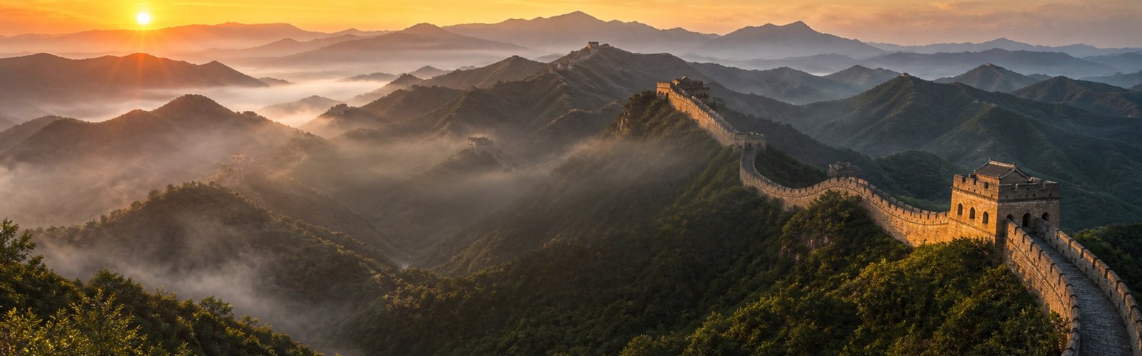 Great Wall of China at sunrise
