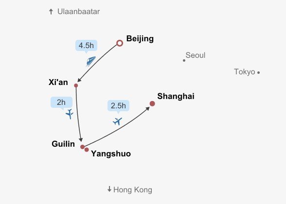 China Delights itinerary map