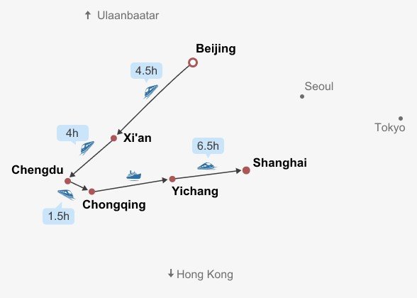 Impression China itinerary map