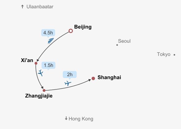 Incredible Zhangjiajie itinerary map