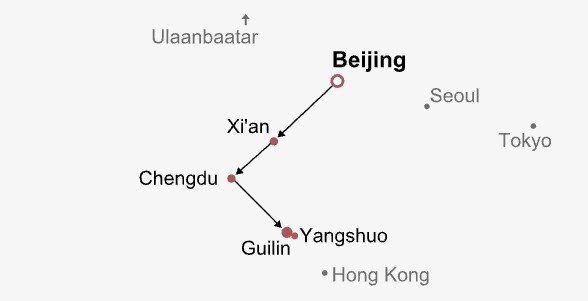 Budget Travel to Highlight Cities Itinerary Map