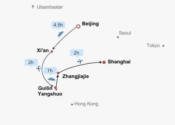 Oriental Discovery Itinerary Map