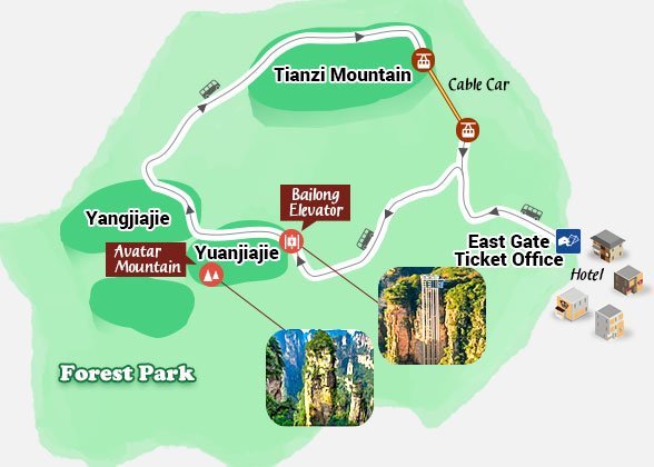 Zhangjiajie Day Tour: Group or Private itinerary map