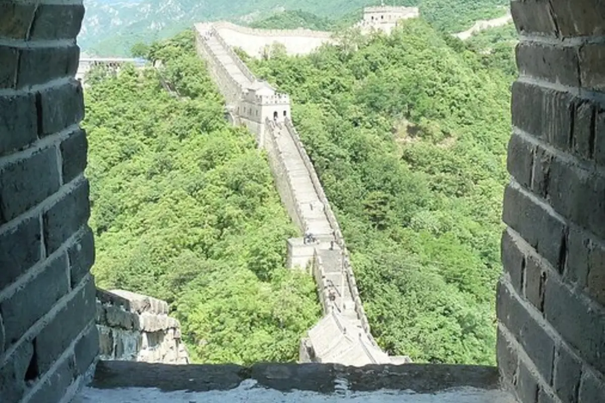 Road through the wooded hills toward Mutianyu Great Wall