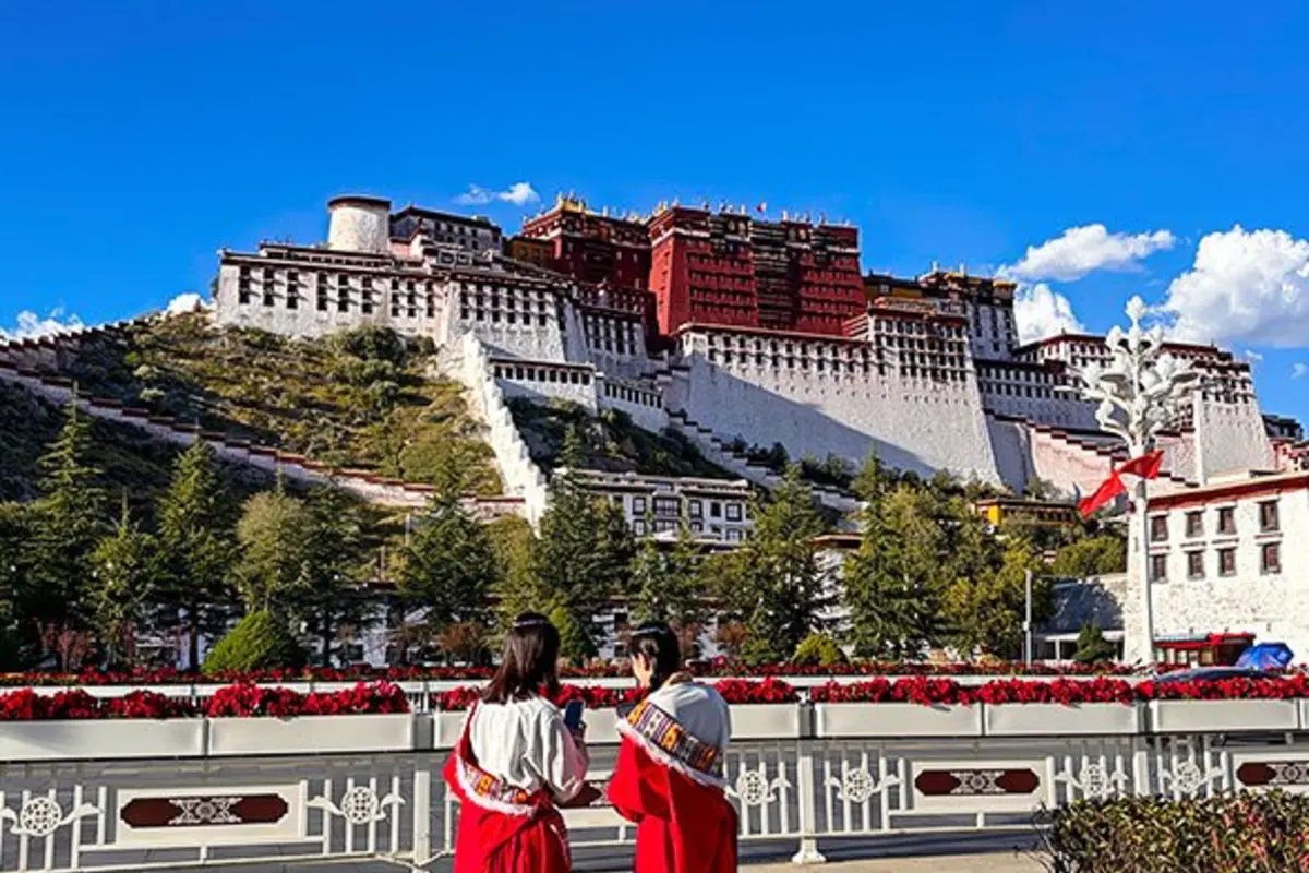 Lhasa city and plateau scenery before the flight to Shanghai