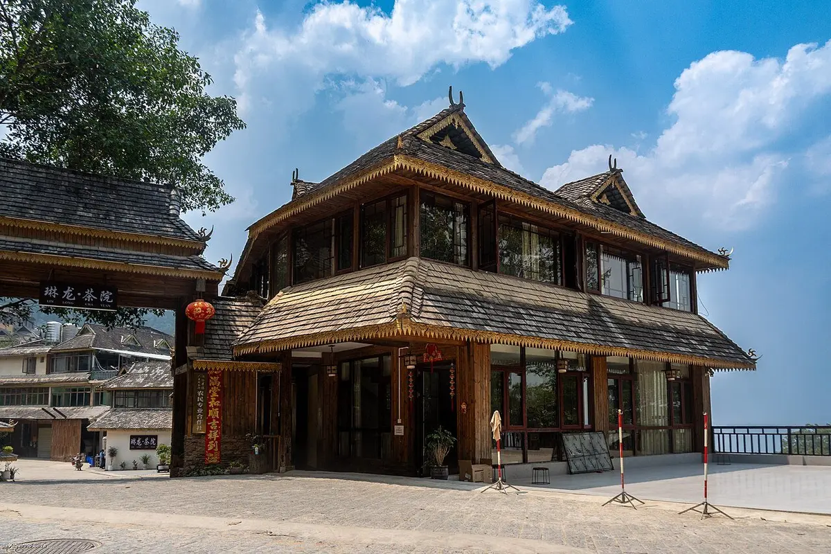 Wooden village architecture in the Jingmai tea region
