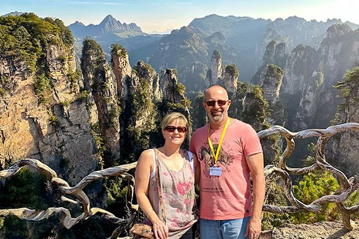 Travelers at the Zhangjiajie sandstone peaks