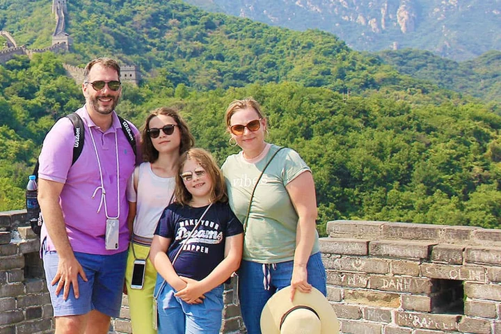 A family visiting the Great Wall near Beijing