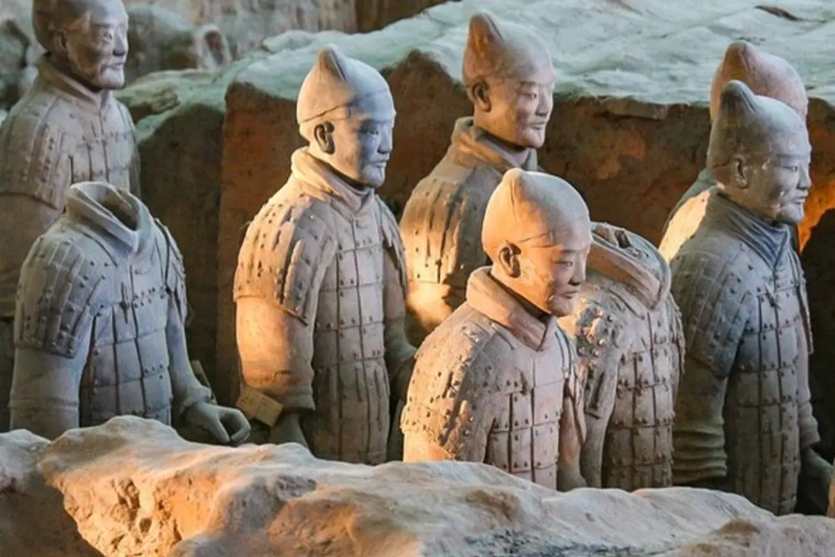 Terracotta warriors inside the archaeological museum