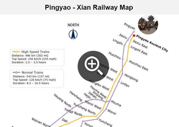 Pingyao - Xian Railway Map