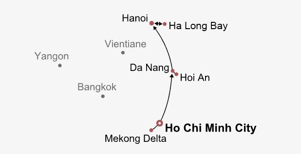 Essence of Vietnam by Group Itinerary Map