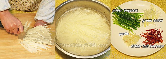 Preparation of Spicy and Sour Shredded Potato