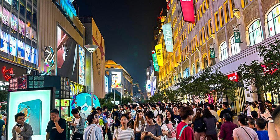 Crowded Nanjing Road in Early May