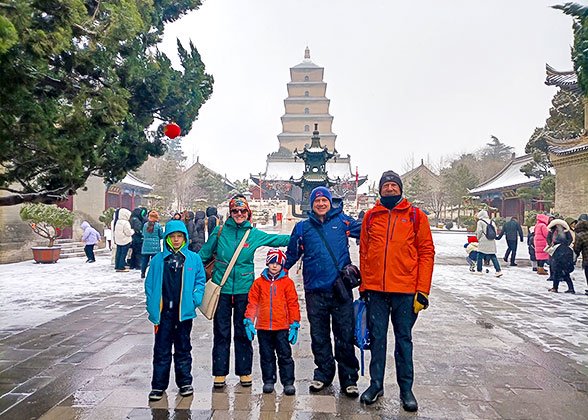 Giant Wild Goose Pagoda in Snow