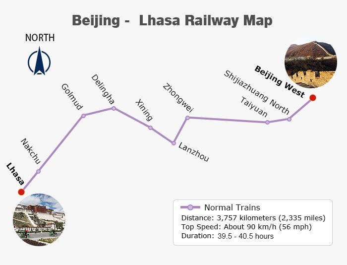 Beijing - Lhasa Railway Map