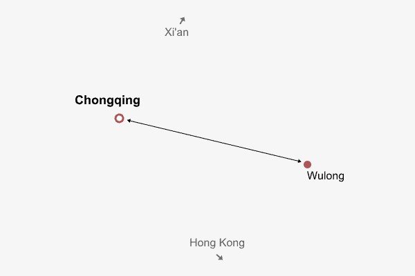 4 Days Chongqing & Wulong Adventure Itinerary Map 4 Days Chongqing & Wulong Adventure Itinerary Map