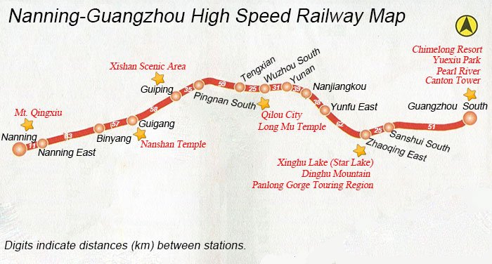 Nanning-Guangzhou High Speed Railway Map