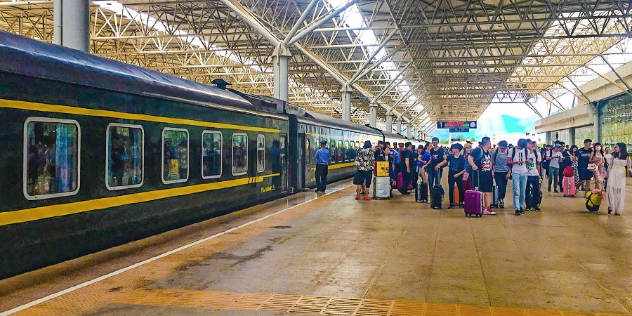 Normal Speed Train Departing from Guilin Railway Station