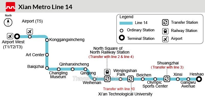 Map of Xian Metro Line 14