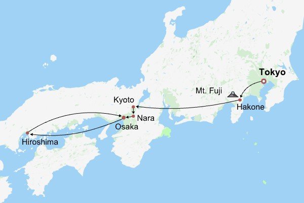 Classic Japan Itinerary Map