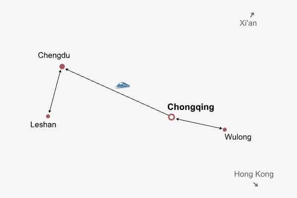 6 Days Chongqing & Chengdu Itinerary Map 6 Days Chongqing & Chengdu Itinerary Map