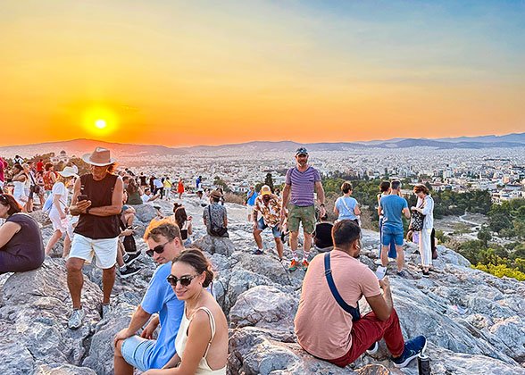 Sunset View of Athens from Areopagus Hill