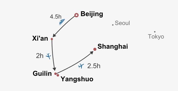 China Delights Itinerary Map