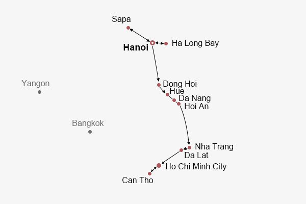 Full Exploration of Vietnam Itinerary Map Full Exploration of Vietnam Itinerary Map
