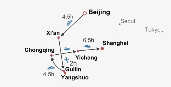 Classic China with Yangtze Cruise Itinerary Map