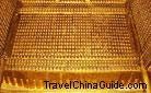 The spectacular bronze Buddhas on the walls of the bronze hall in the Xiantong Temple on Mt. Wutai, Shanxi