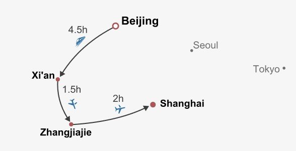 Incredible Zhangjiajie Itinerary Map