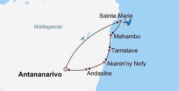 Madagascar Honeymoon Package Itinerary Map Madagascar Honeymoon Package Itinerary Map