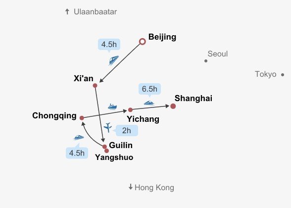 Classic China with Yangtze Cruise Itinerary Map