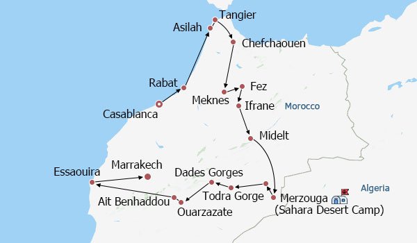 Discover Morocco in Depth Itinerary Map Discover Morocco in Depth Itinerary Map