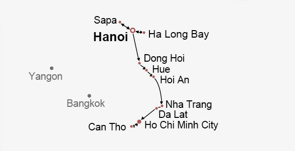Full Exploration of Vietnam Itinerary Map