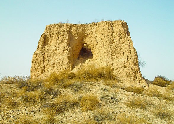 Great Wall constructed with sand and earth