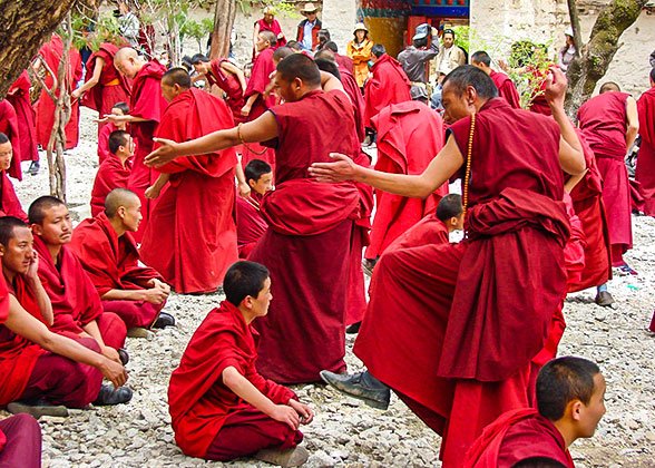 Monks Debating in Sera Temple, Lhasa Monks Debating in Sera Temple, Lhasa
