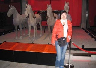 Phoebe Meng in Terracotta Warriors Museum, Xian