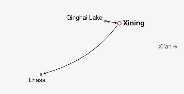 Qinghai & Tibet Railway Journey Itinerary Map