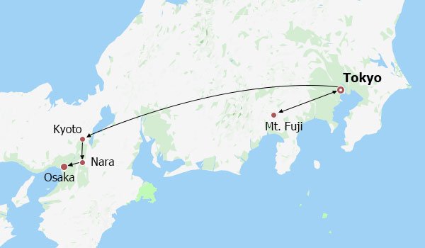 Best Japan Tour Itinerary Map Best Japan Tour Itinerary Map