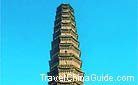 The Iron Pagoda looks very solemn under the blue sky.