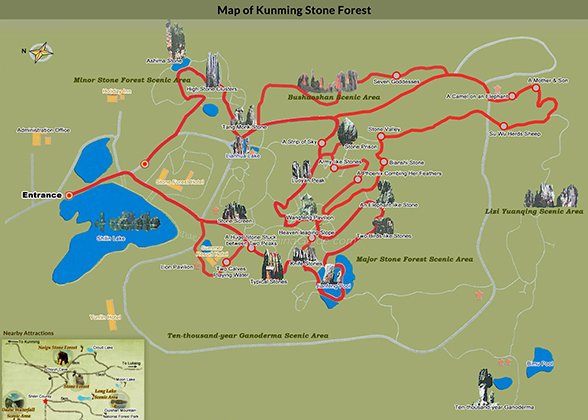 Map of Kunming Stone Forest