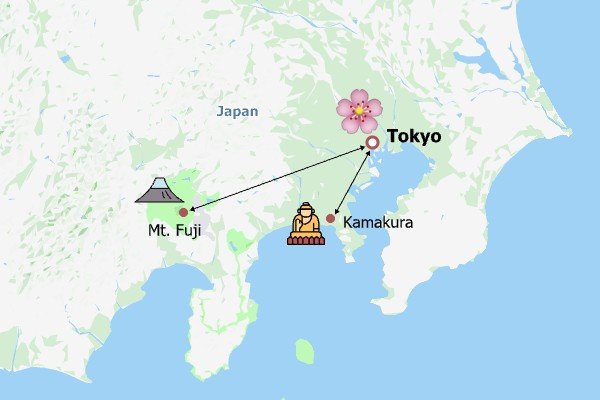 Tokyo Cherry Blossom Tour Itinerary Map Tokyo Cherry Blossom Tour Itinerary Map