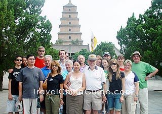 Small Tour Group in Big Wild Goose Pagoda, Xian