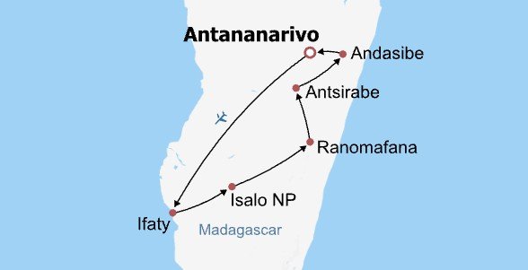Best Madagascar Tour Itinerary Map Best Madagascar Tour Itinerary Map