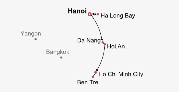Best Vietnam Tour Itinerary Map