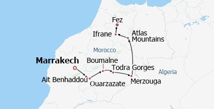 Legendary Morocco Desert Adventure Itinerary Map
