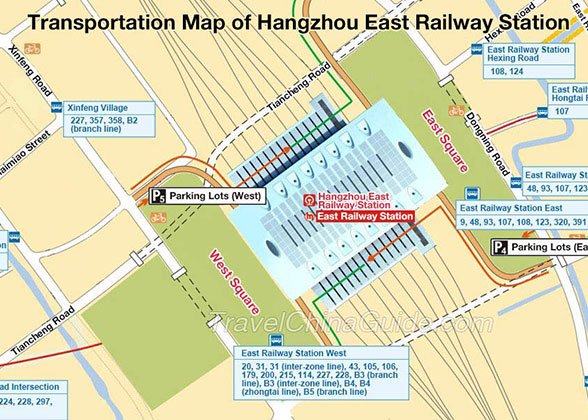 transportation Map of Hangzhou East Railway Station