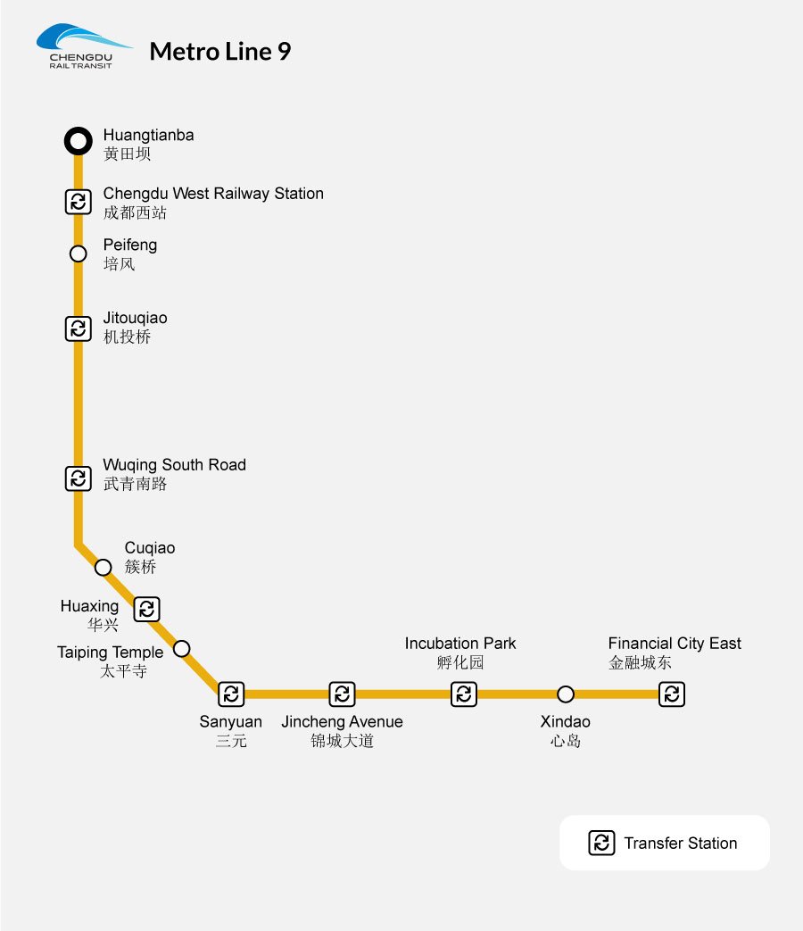 Chengdu Metro Line 9 Map
