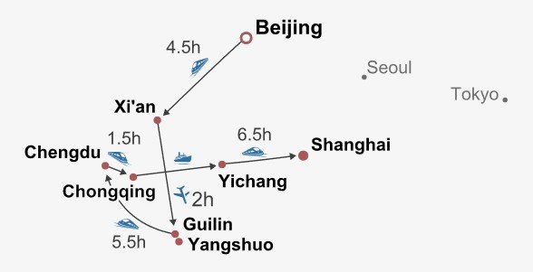 Pandas & Yangtze Cruise Itinerary Map